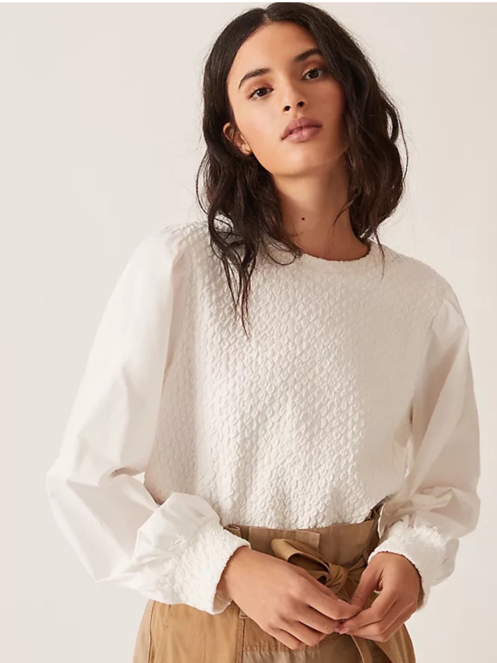 Anthropologie Porridge Textured Sweatshirt in White size Large